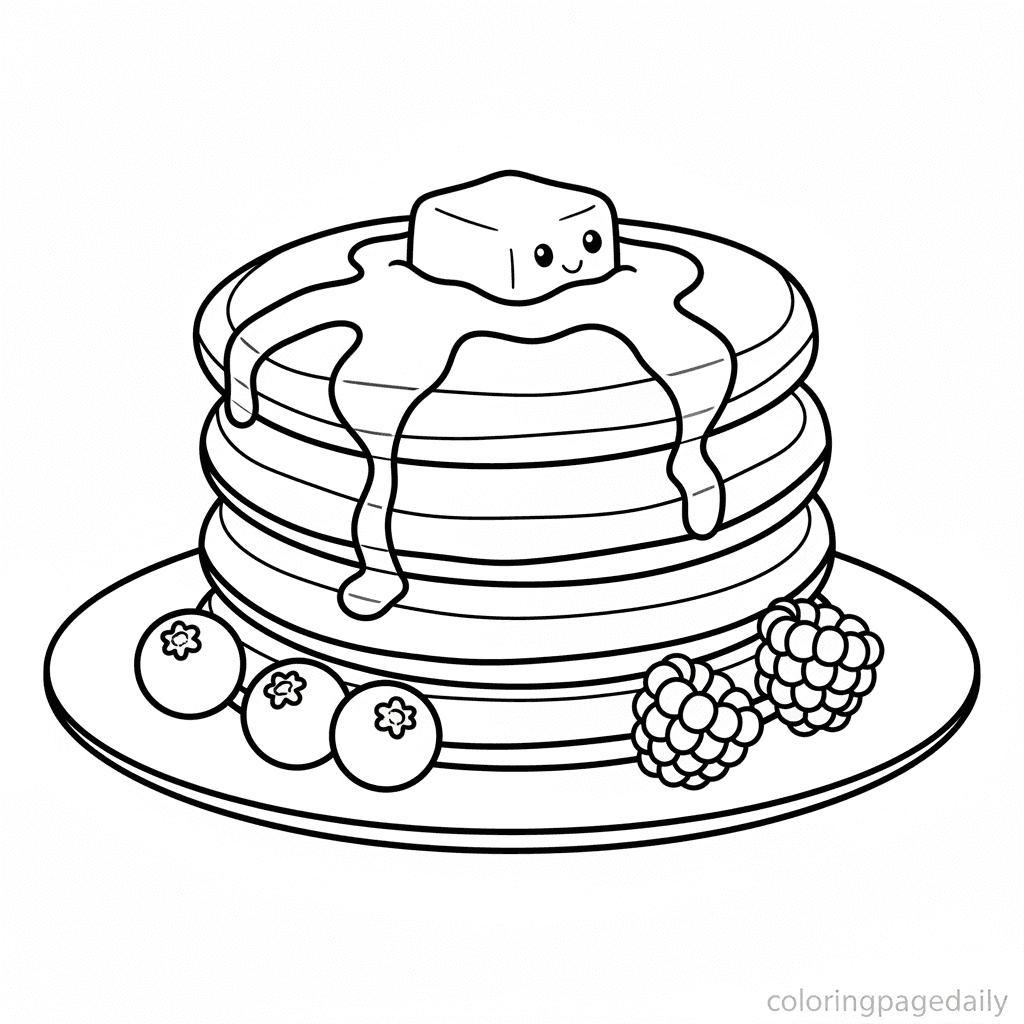 Perfect Pancake Pile-Up - Daily printable coloring page in Kids - Food category