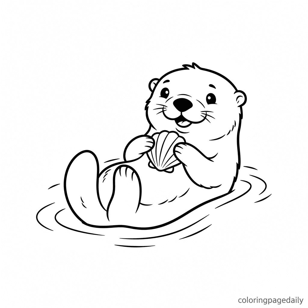 Otter's Ocean Treasure - Daily printable coloring page in Kids - Animals category