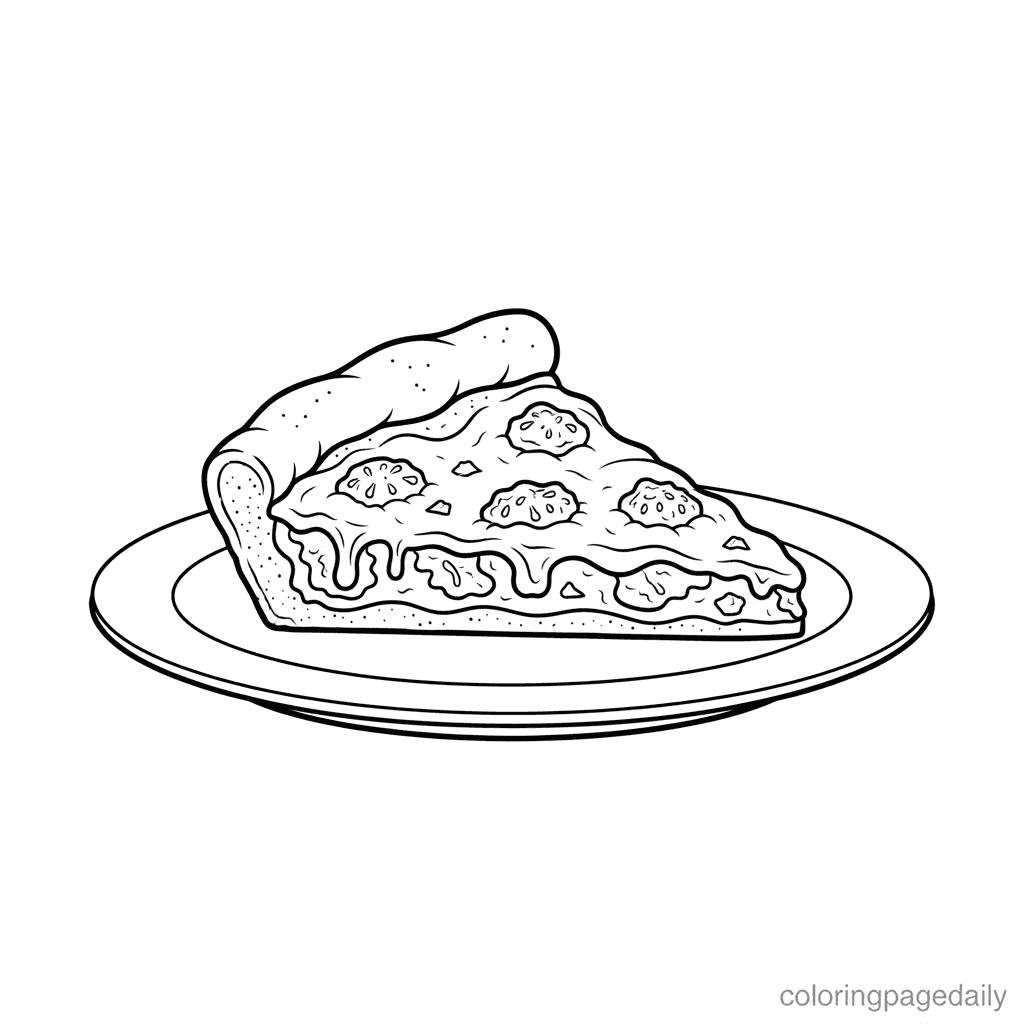 A Perfect Pizza Slice - Daily printable coloring page in Kids - Food category