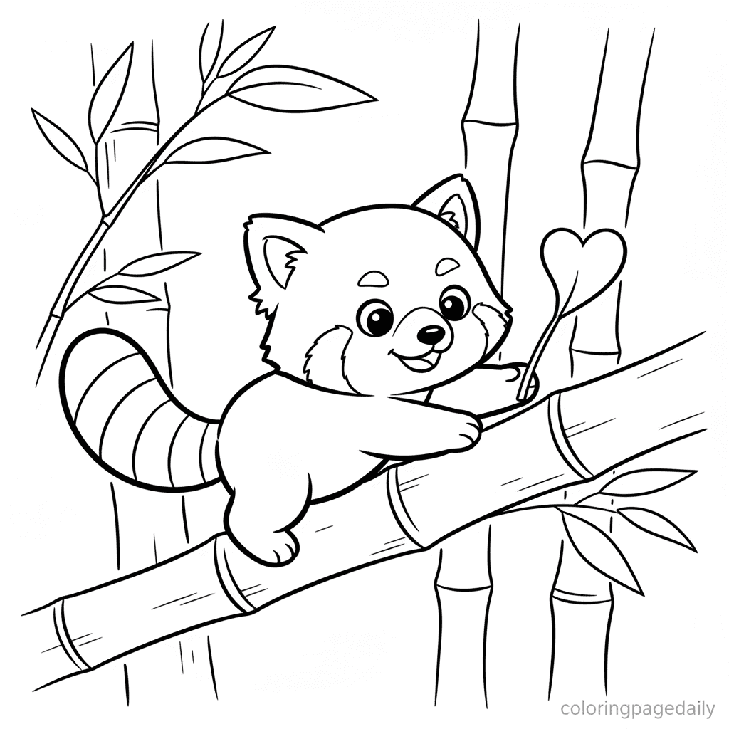 Bamboo Balancing Act - Daily printable coloring page in Kids - Animals category