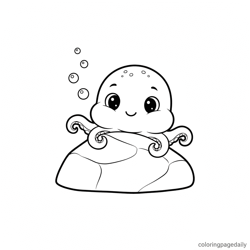 Peek-a-Boo Kraken - Daily printable coloring page in Kids - Mythical Creature category