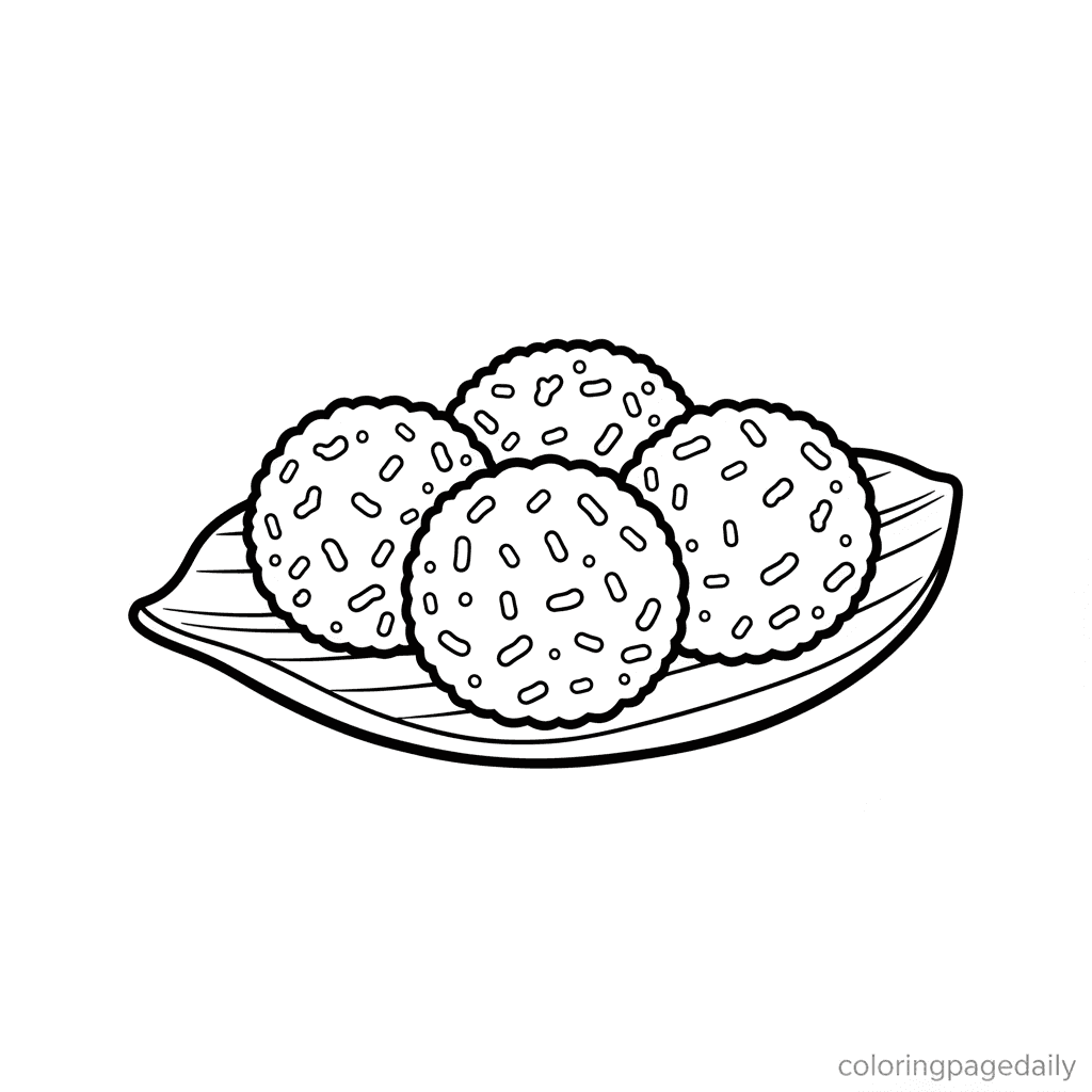 Sweet Klepon Treats - Daily printable coloring page in Kids - Food category