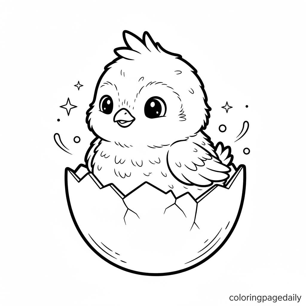 The Little Phoenix Hatchling - Daily printable coloring page in Kids - Mythical Creature category