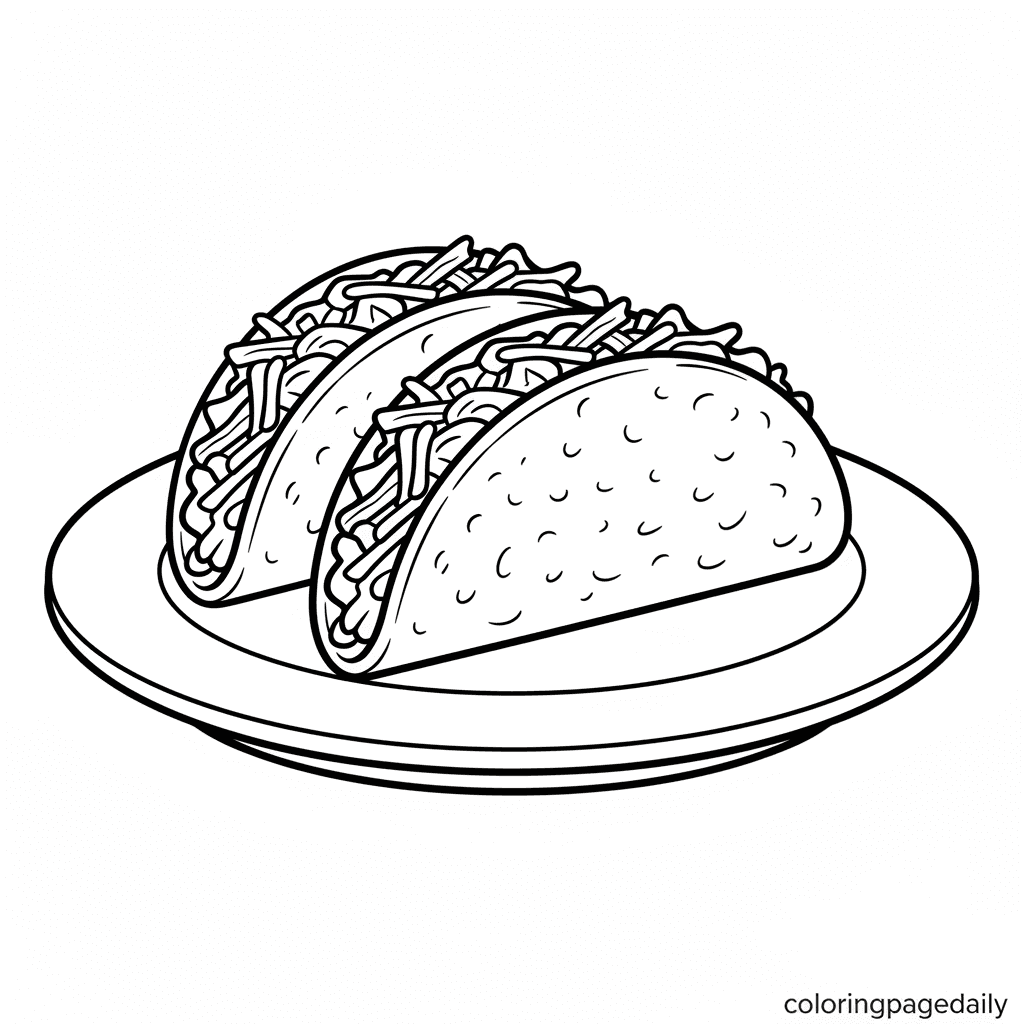 Tasty Taco Tuesday - Daily printable coloring page in Kids - Food category
