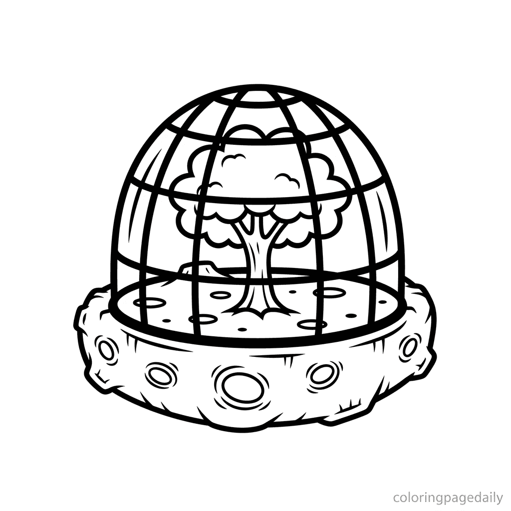 The Asteroid Greenhouse - Daily printable coloring page in Kids - Space category