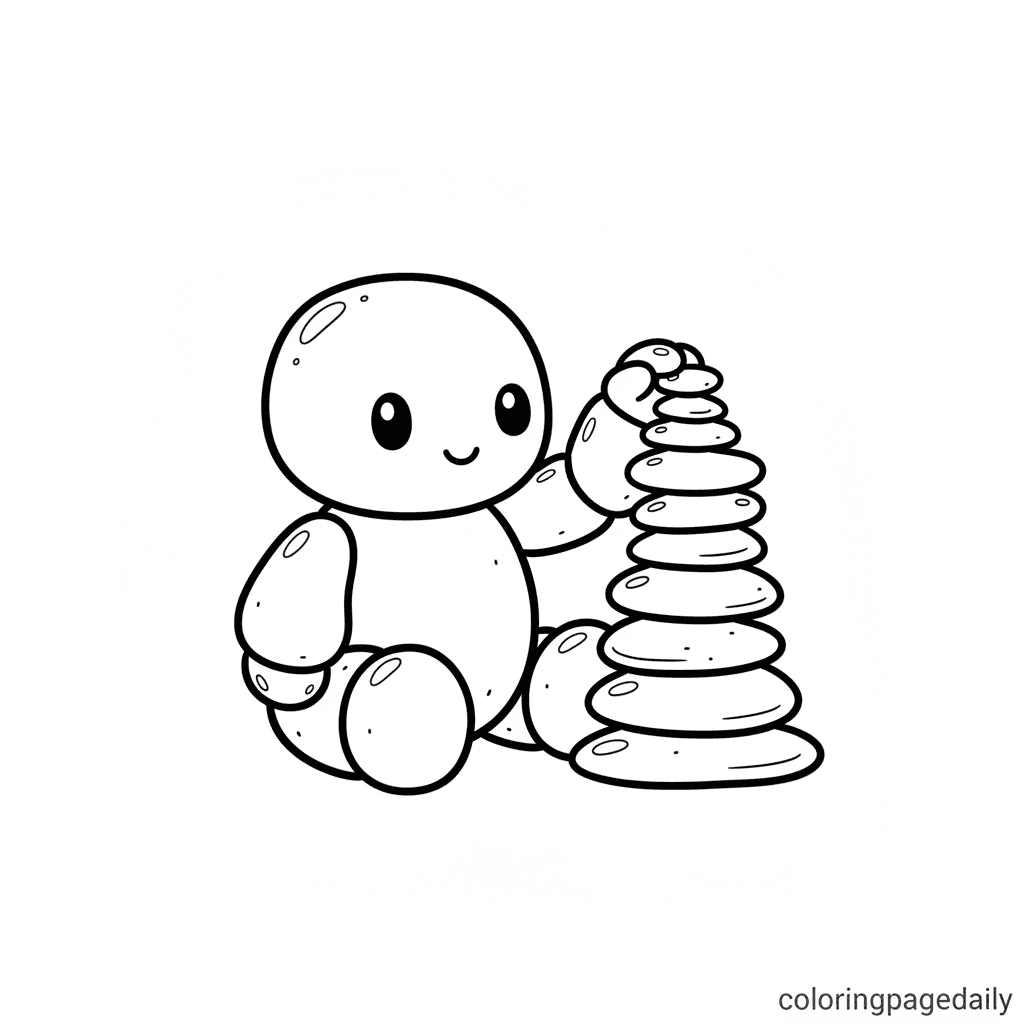 The Golem's Balancing Act - Daily printable coloring page in Kids - Mythical Creature category