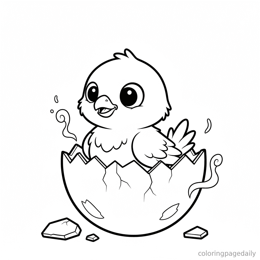 Phoenix Chick's First Look - Daily printable coloring page in Kids - Mythical Creature category