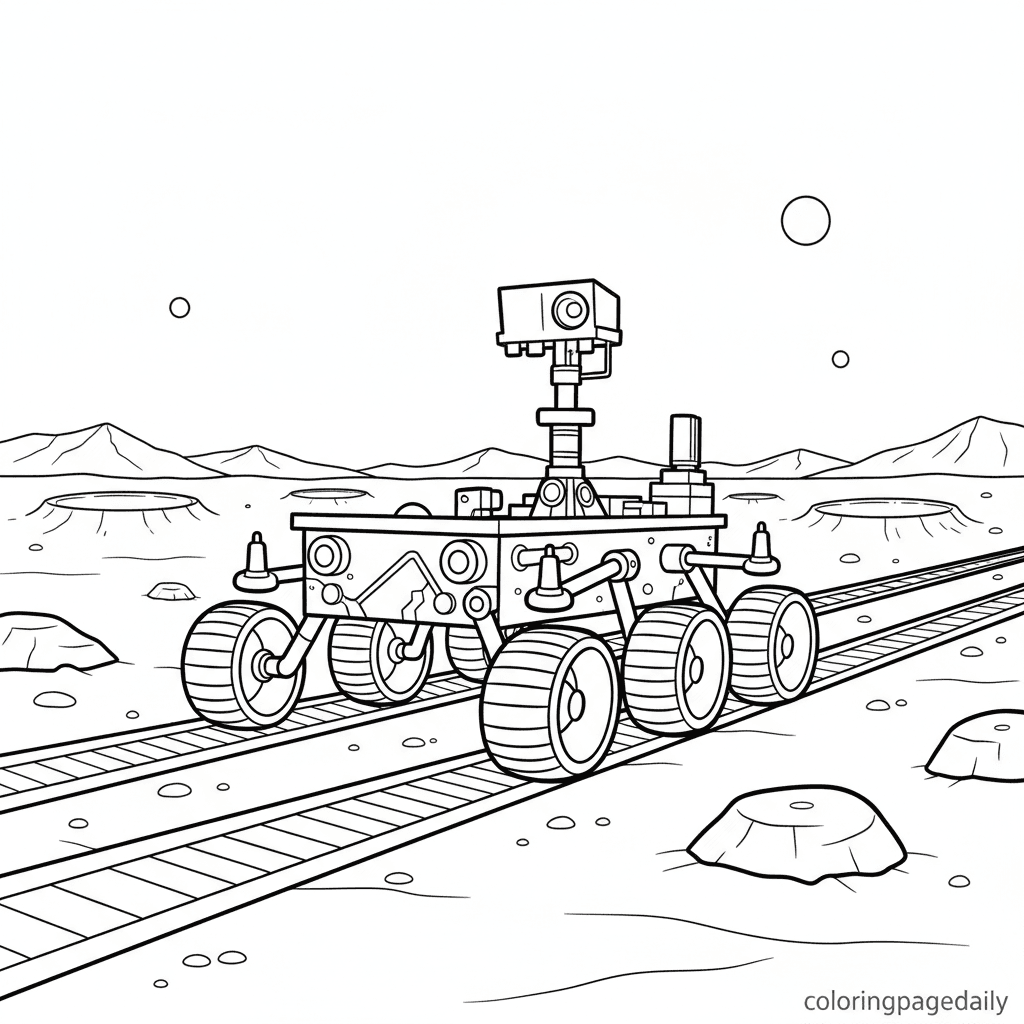 Rover's Mars Adventure - Daily printable coloring page in Kids - Space category