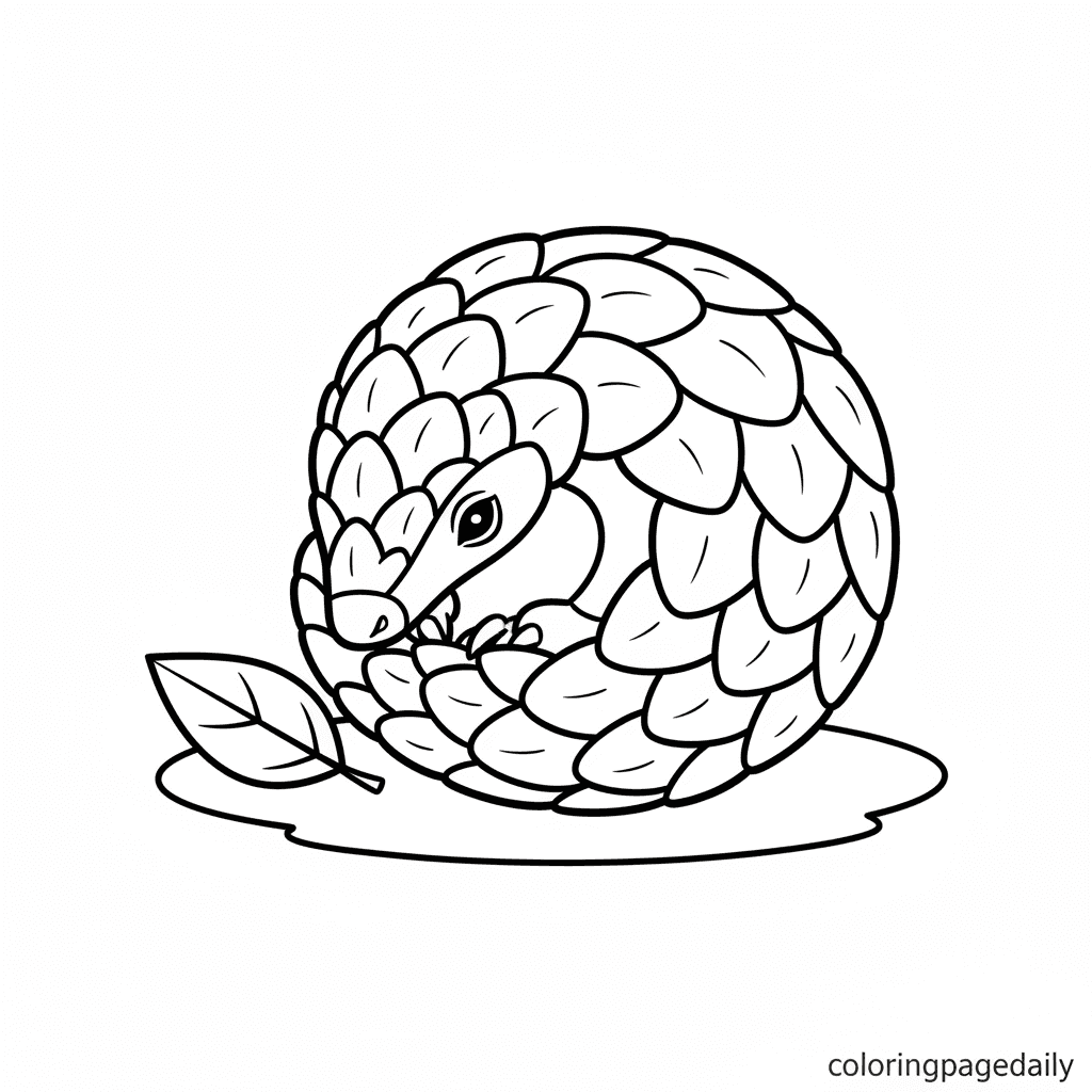 Pangolin's Cozy Ball - Daily printable coloring page in Kids - Animals category