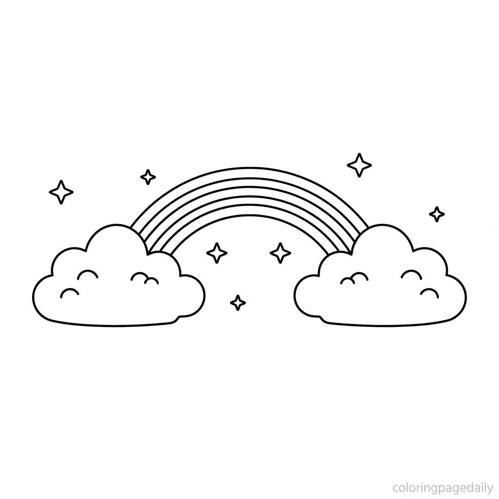 Journey on the Rainbow Bridge - Daily printable coloring page in Kids - Scenery category