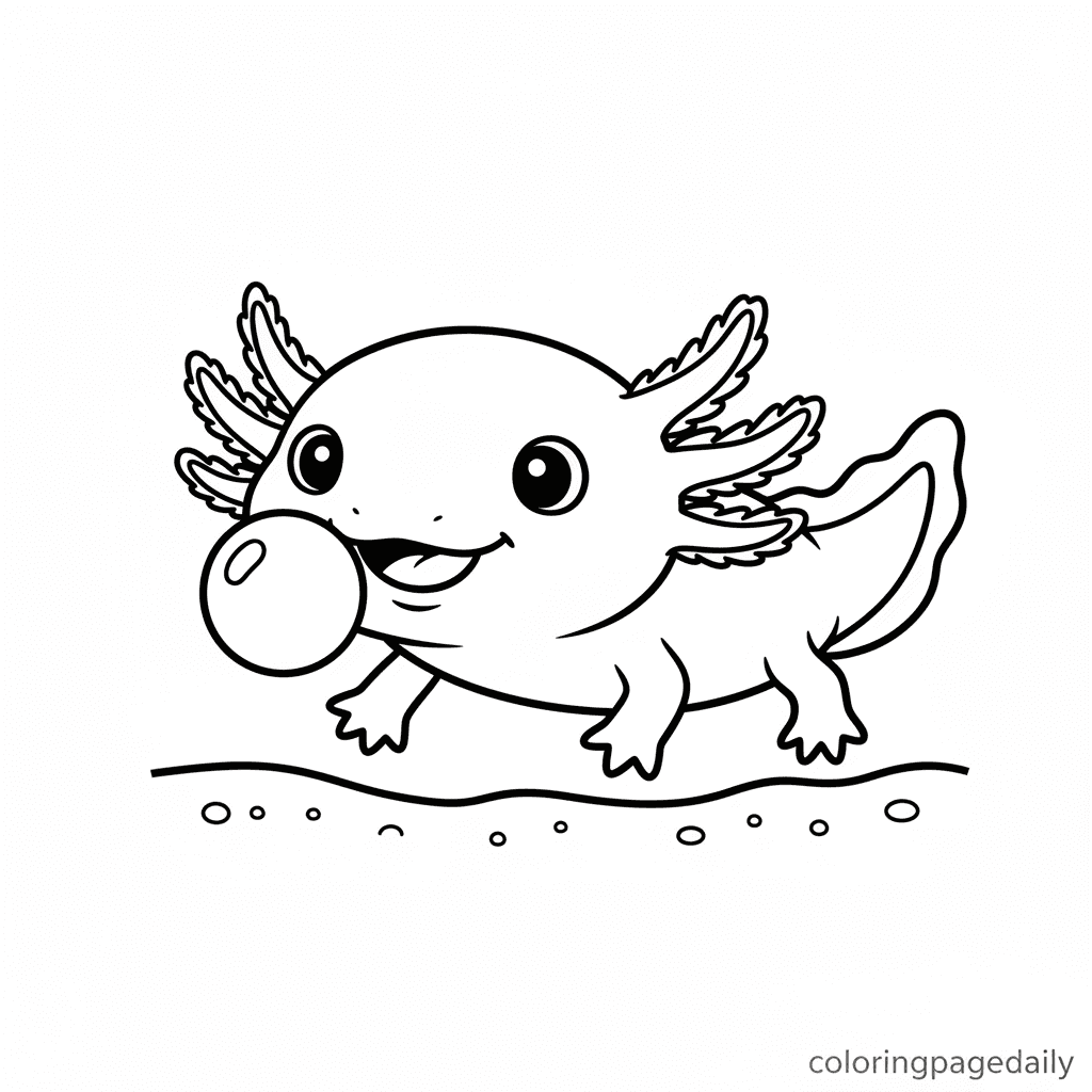 Axolotl's Bubble Boop - Daily printable coloring page in Kids - Animals category