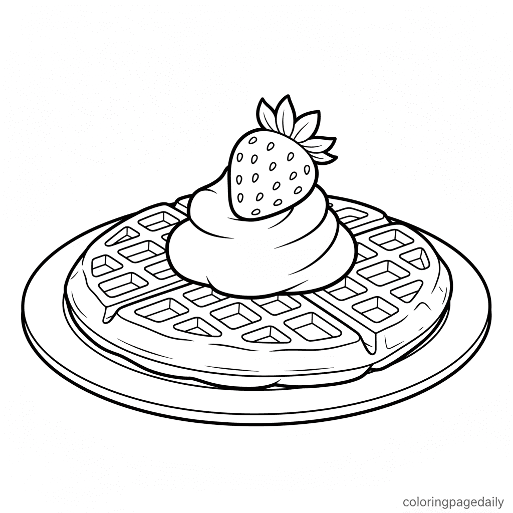 Perfect Belgian Waffle Treat - Daily printable coloring page in Kids - Food category