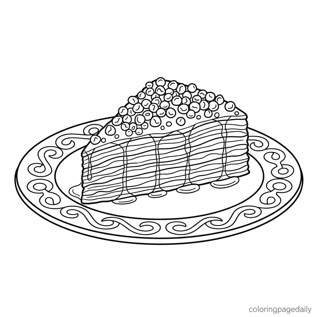 A Sweet Slice of Baklava - Daily printable coloring page in Kids - Food category