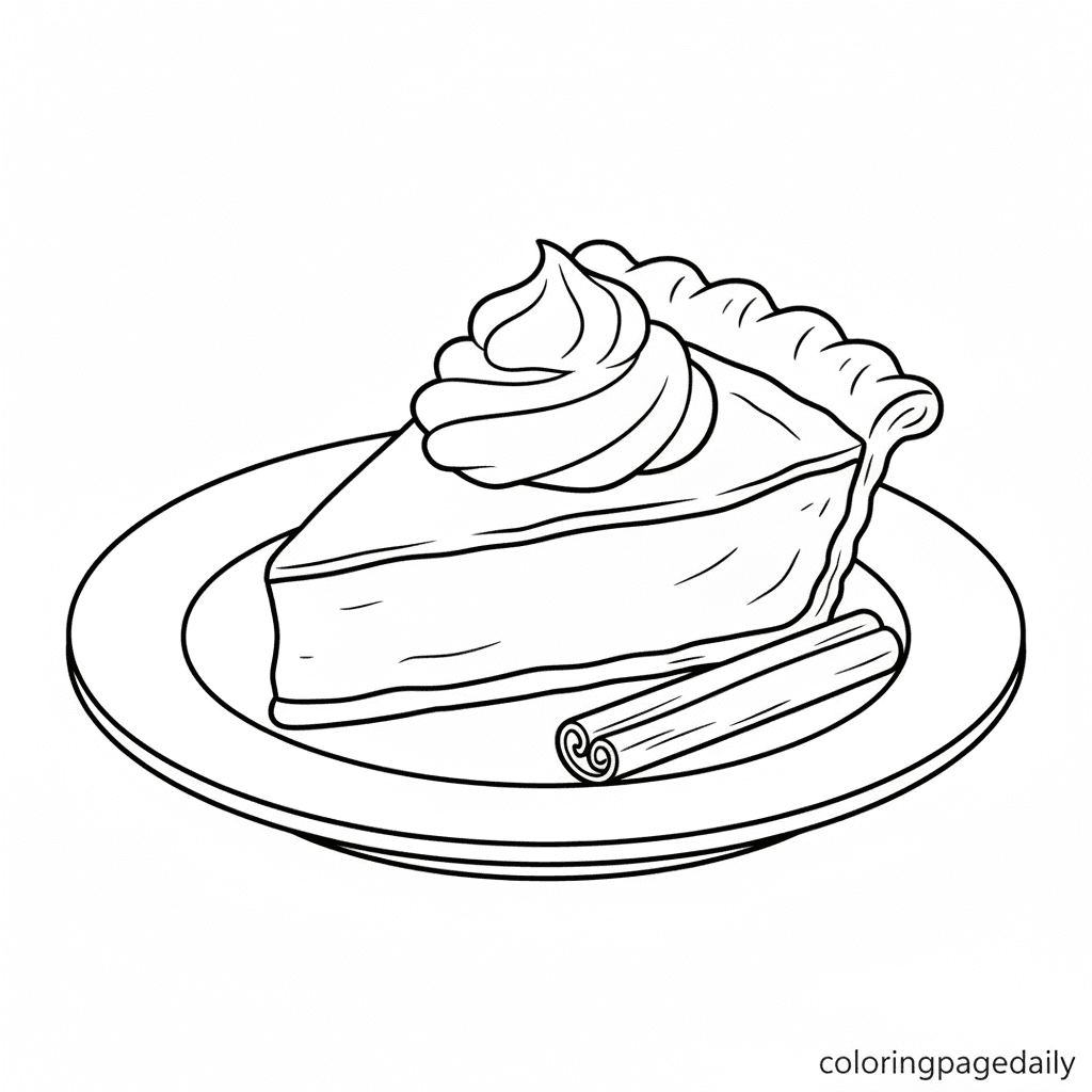 A Slice of Thanksgiving Pie - Daily printable coloring page in Kids - Thanksgiving category