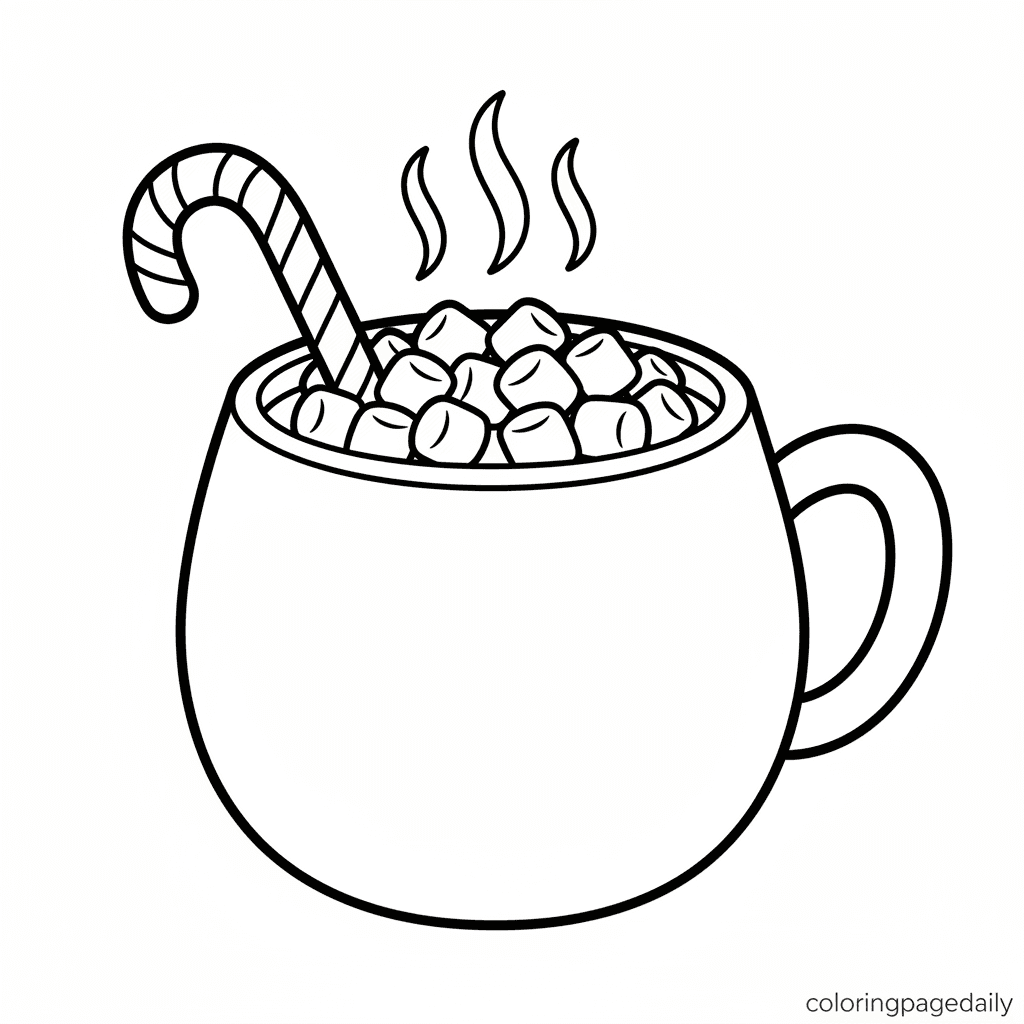 Cozy Winter Hot Chocolate - Daily printable coloring page in Kids - Winter and Snow Season category