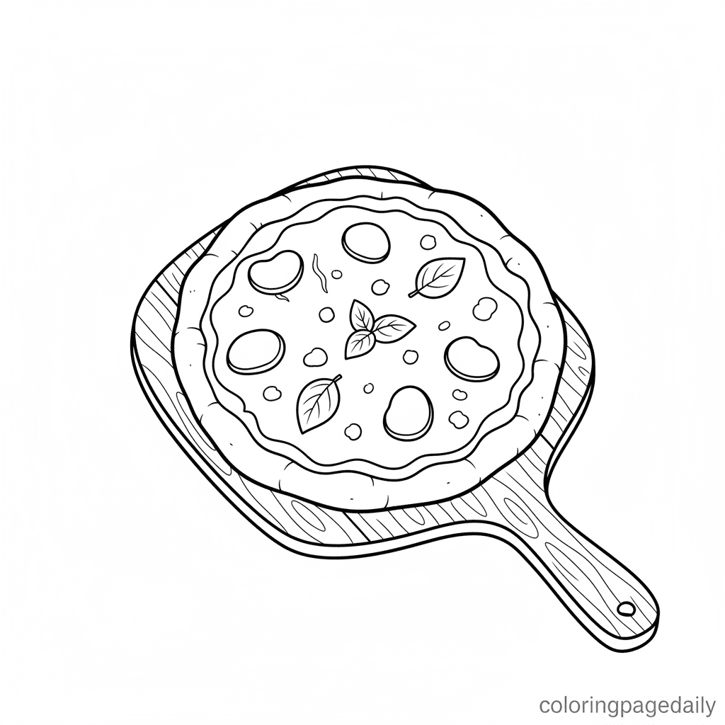 Classic Neapolitan Pizza - Daily printable coloring page in Kids - Food category