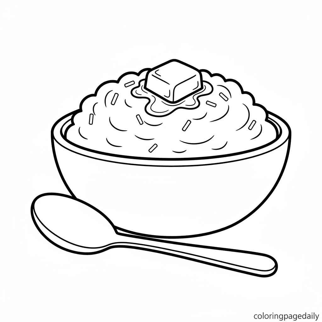 Thanksgiving Mashed Potatoes - Daily printable coloring page in Kids - Thanksgiving category