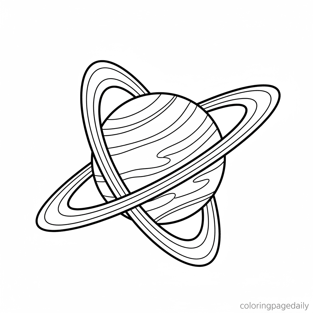 Planet Uranus and Rings - Daily printable coloring page in Kids - Space category