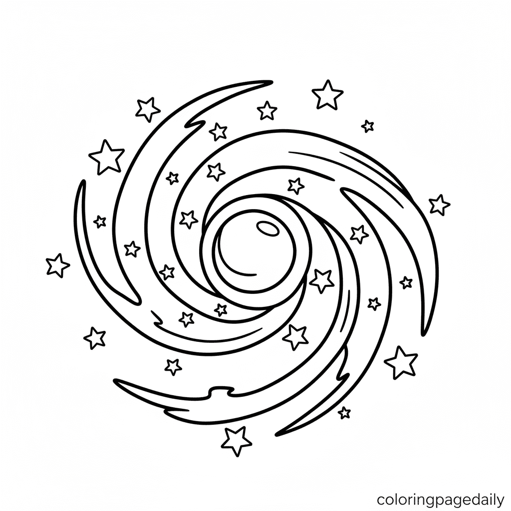 Swirling Spiral Galaxy - Daily printable coloring page in Kids - Space category