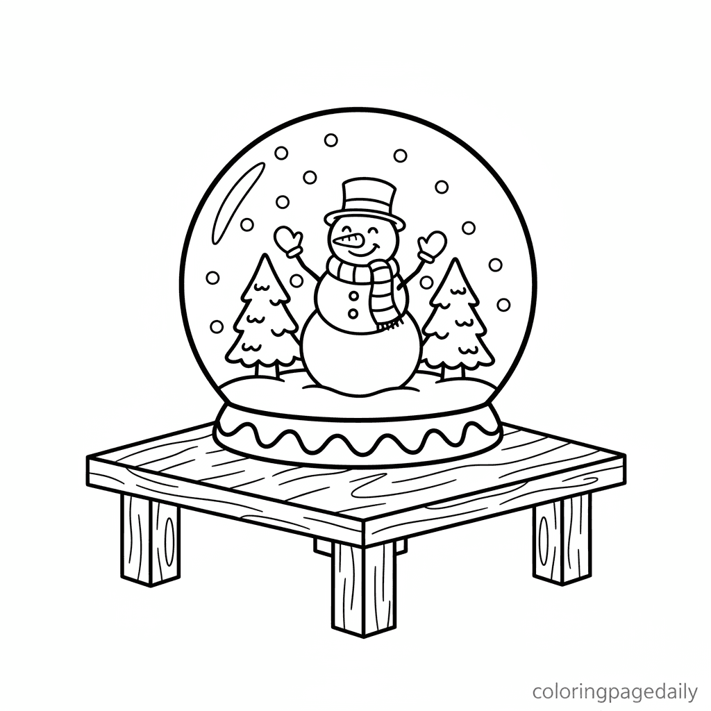 Festive Snow Globe - Daily printable coloring page in Kids - Christmas category