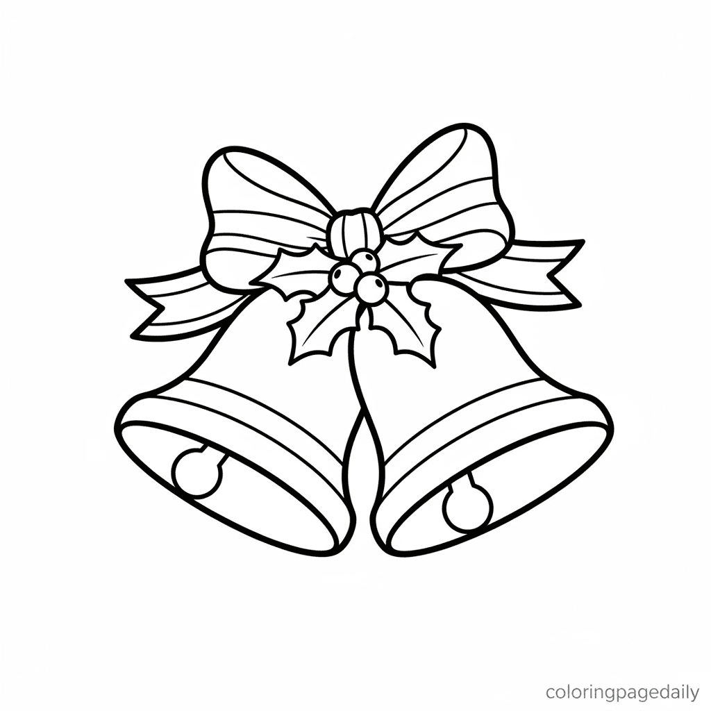 Christmas Silver Bells - Daily printable coloring page in Kids - Christmas category