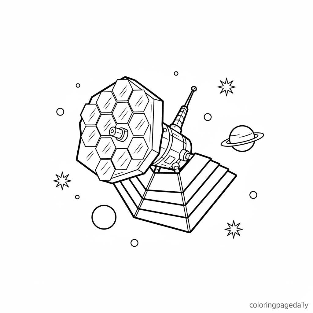 James Webb Space Telescope - Daily printable coloring page in Kids - Space category