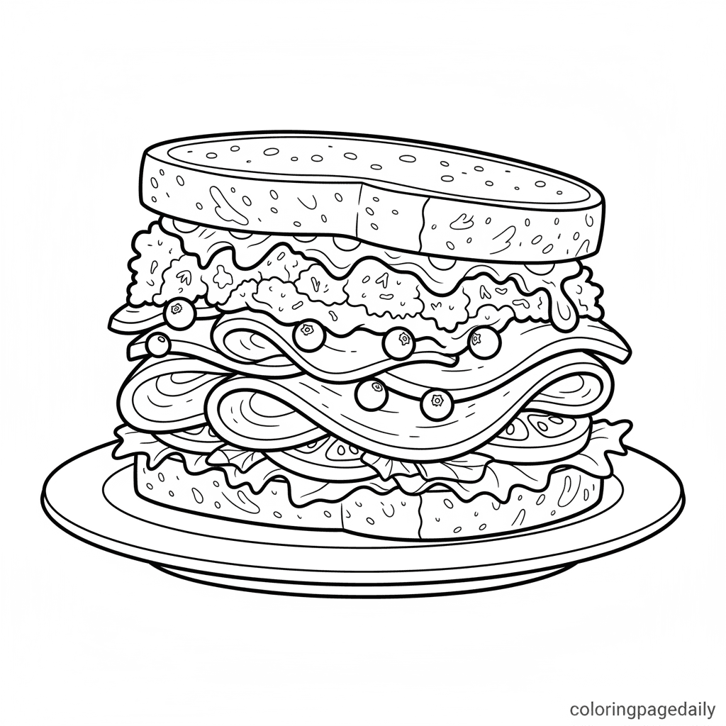 Thanksgiving Leftover Sandwich - Daily printable coloring page in Kids - Thanksgiving category