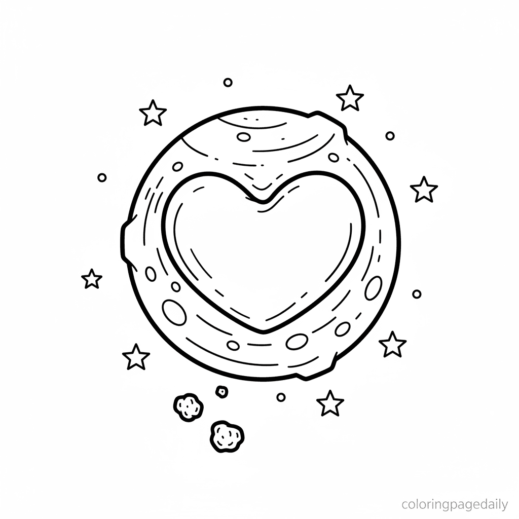 Pluto and Heart Glacier - Daily printable coloring page in Kids - Space category