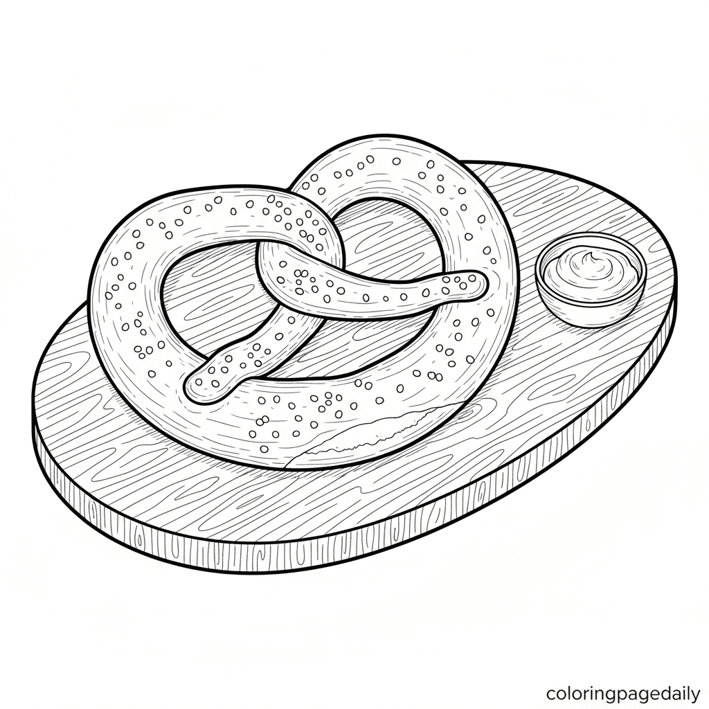 Giant Soft Pretzel - Daily printable coloring page in Kids - Food category