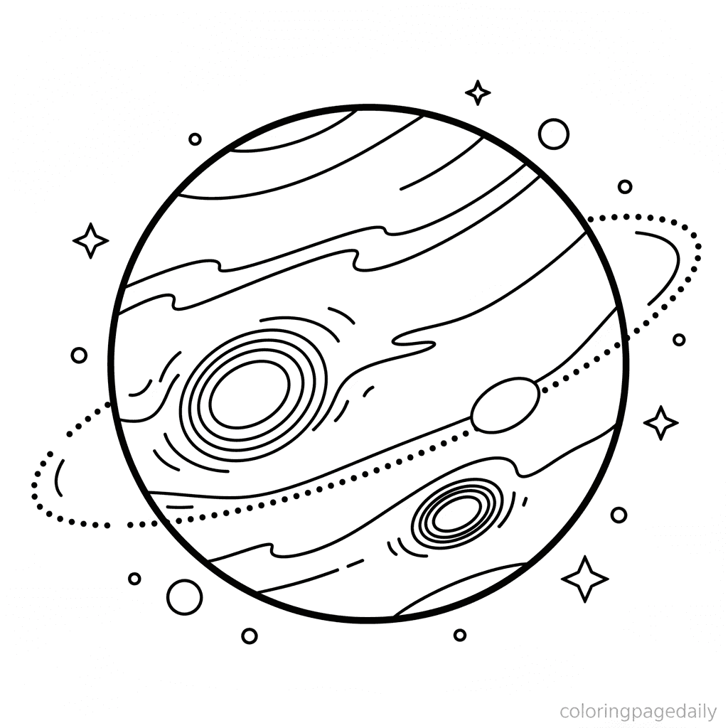 Planet Neptune in Space - Daily printable coloring page in Kids - Space category
