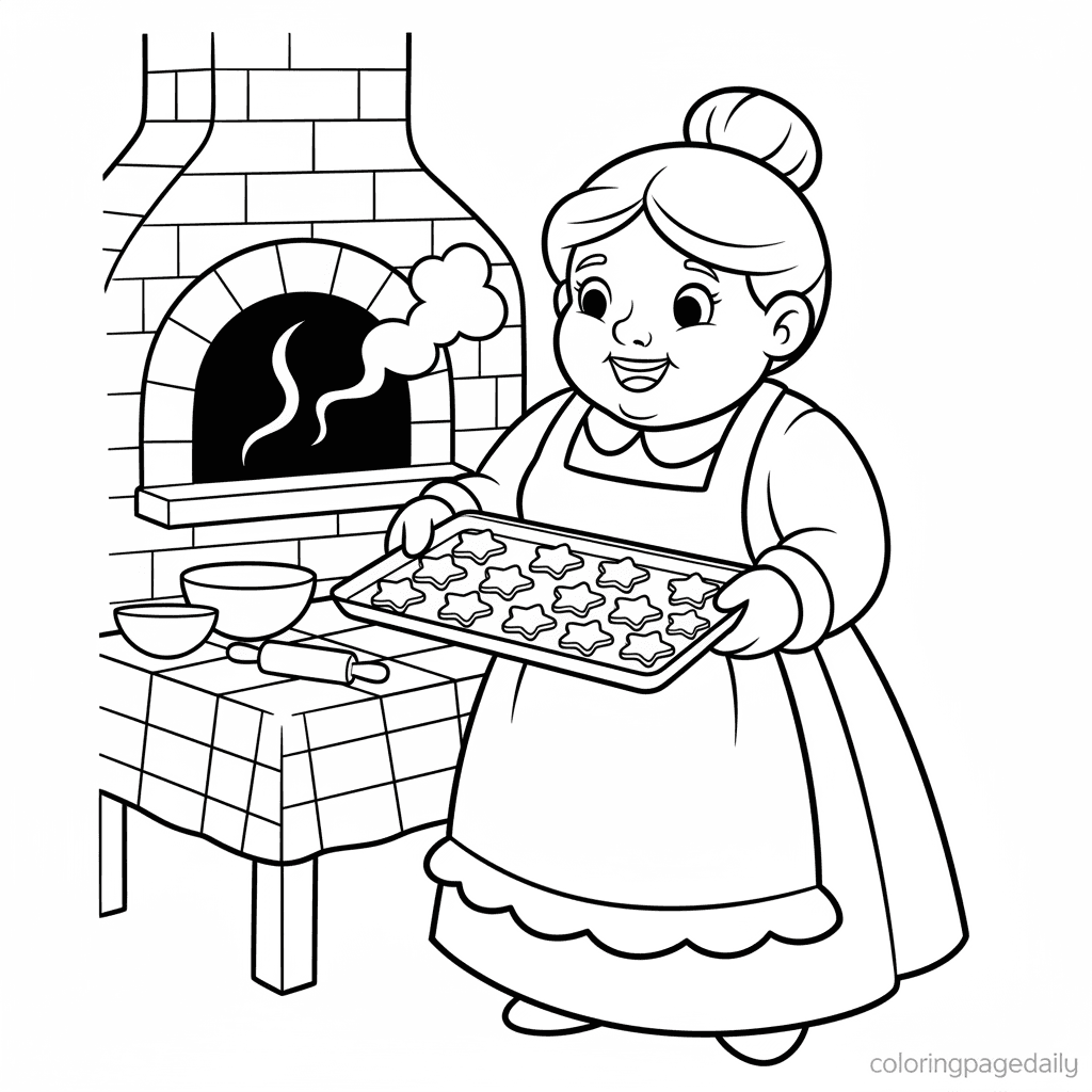 Mrs. Claus Baking Cookies - Daily printable coloring page in Kids - Christmas category