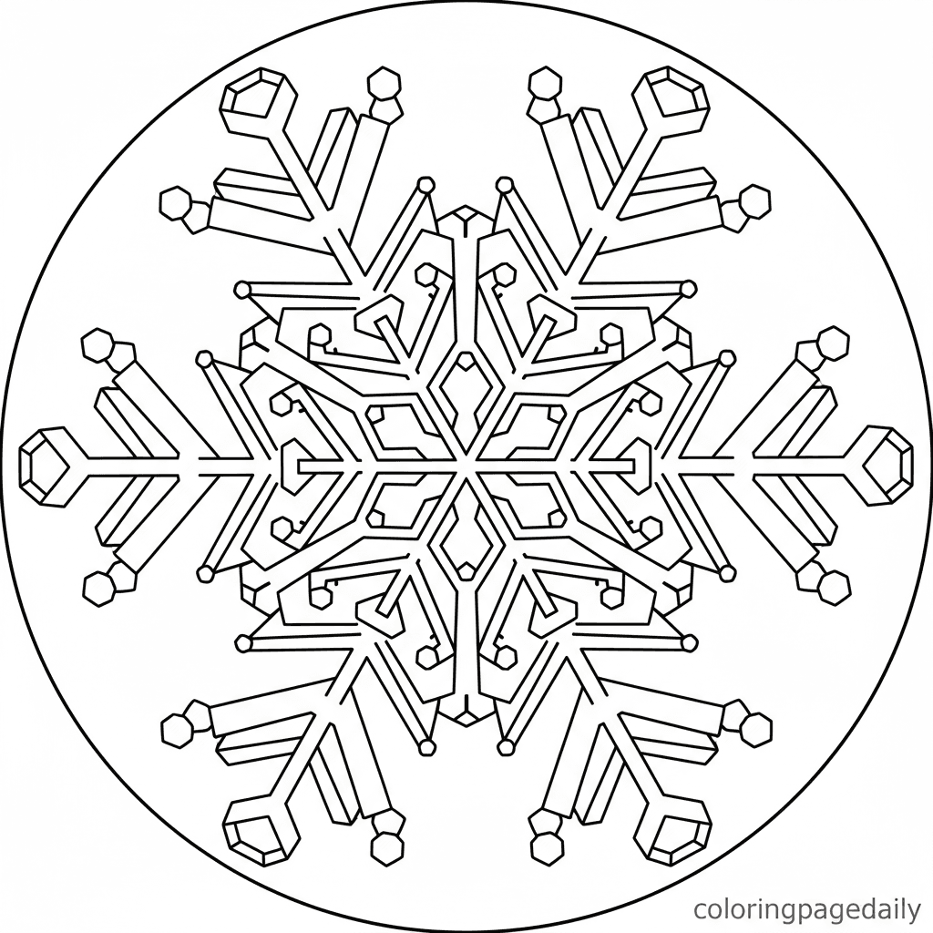 Intricate Snowflake Pattern - Daily printable coloring page in Kids - Winter and Snow Season category