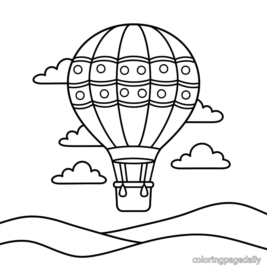 Hot Air Balloon Ride - Daily printable coloring page in Kids - Vehicle category