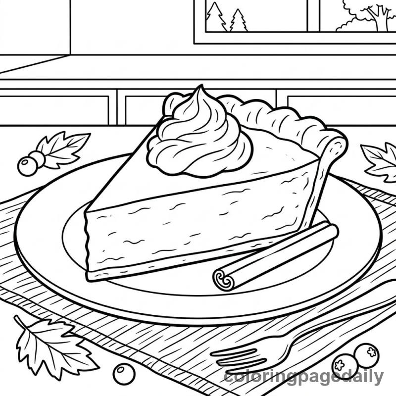 A Slice of Thanksgiving Pie - Daily printable coloring page in Thanksgiving category