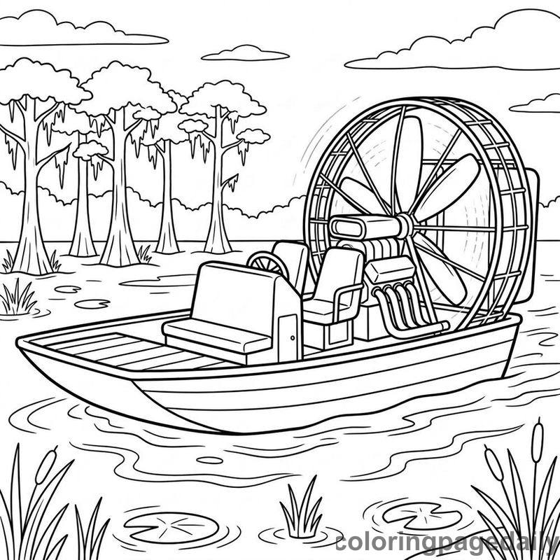 Airboat Gliding Water - Colored reference example