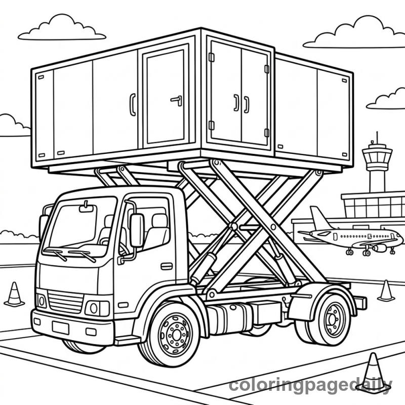 Crunchy the Catering Truck's Sky-High Delivery - story illustration coloring page