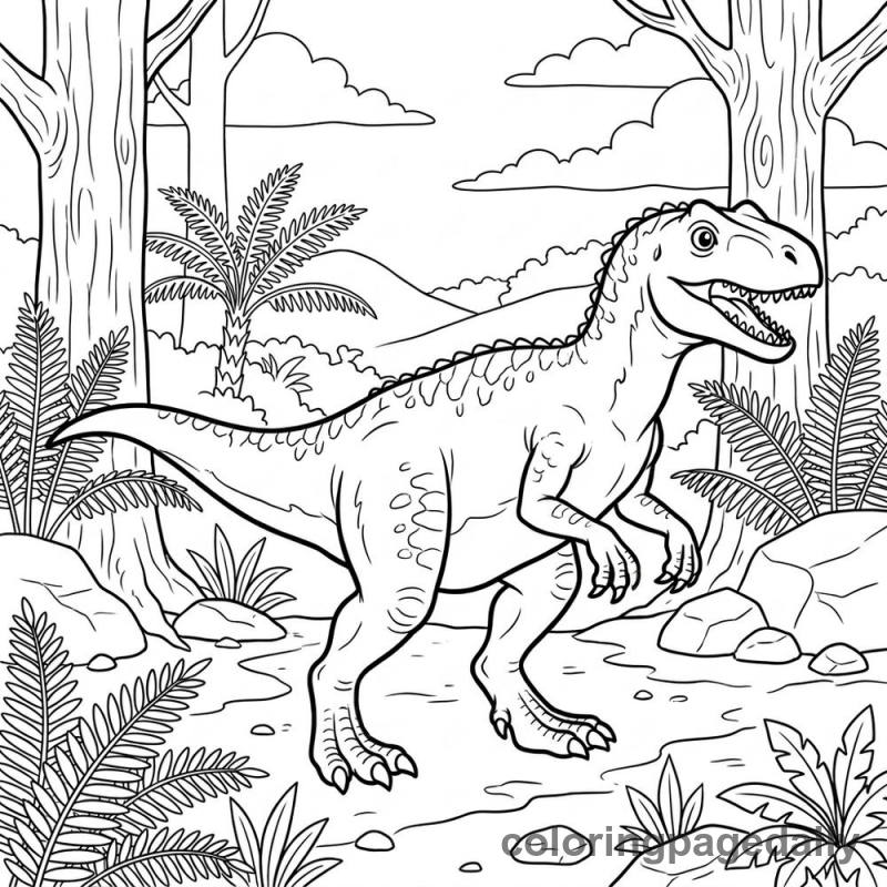 Allosaurus Prowling Forest - Colored reference example