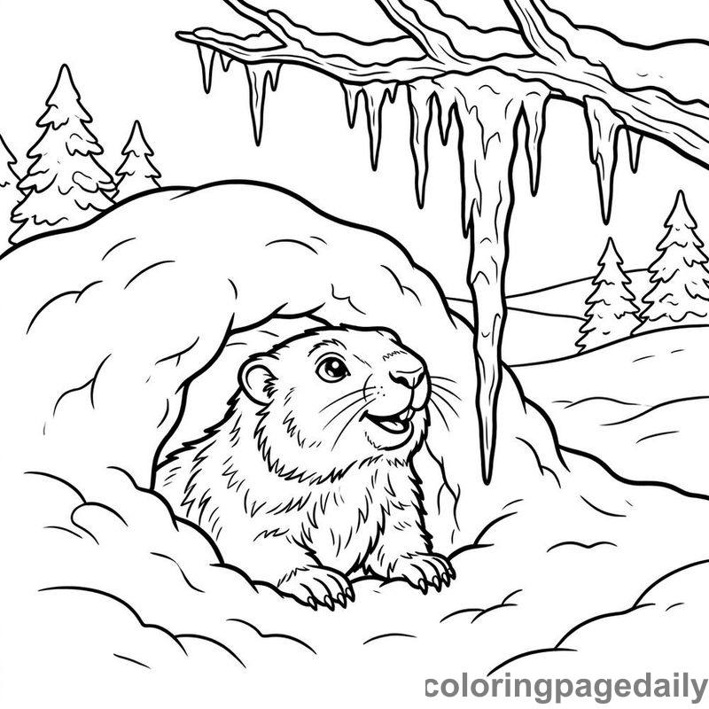 Alpine Marmot In Snow - Colored reference example