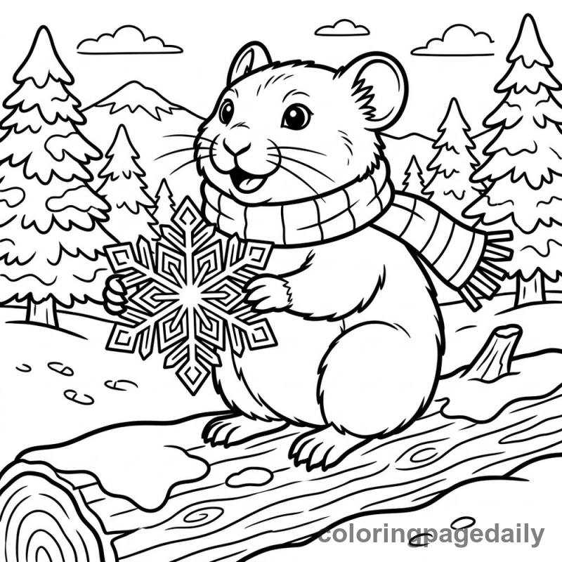Alpine Pika Holding Snowflake - Colored reference example