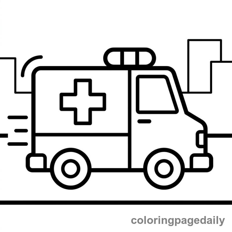 Ambulance Speeding - Daily printable coloring page in Vehicle category