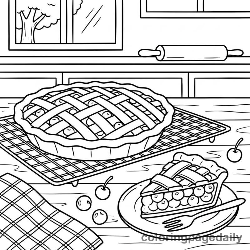 American Cherry Pie Baking - Colored reference example