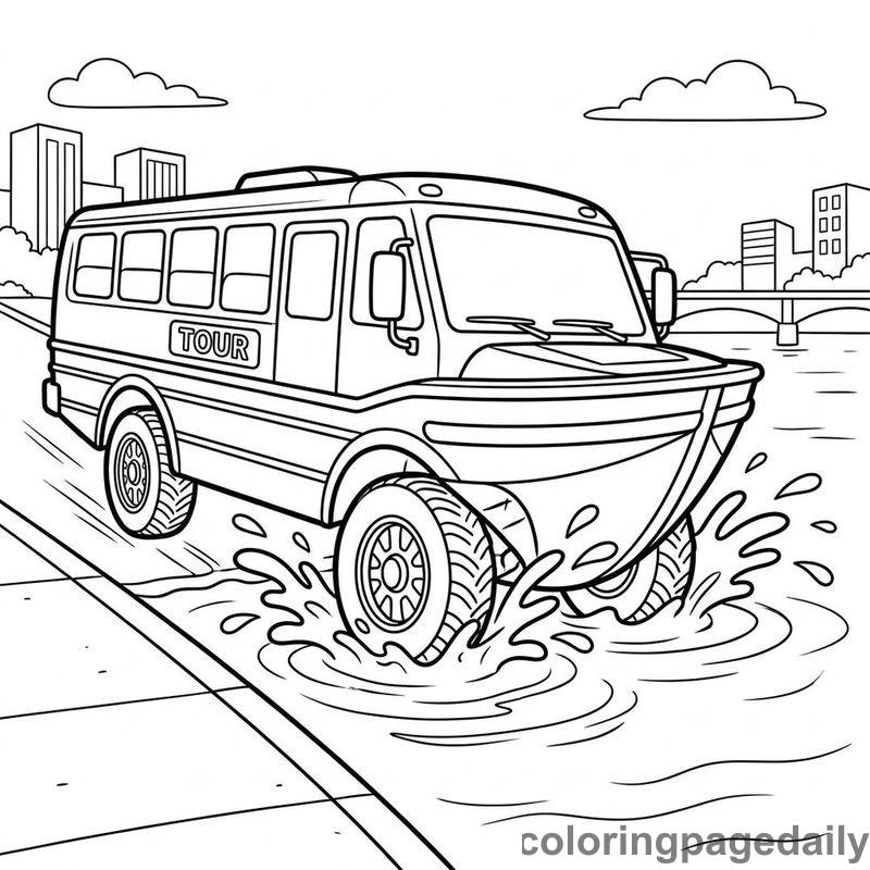 Amphibious Tour Bus Splashing - Colored reference example