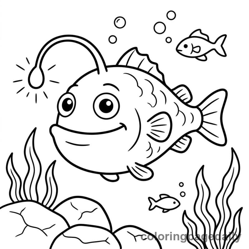 Anglerfish with Glowing Lure - Colored reference example