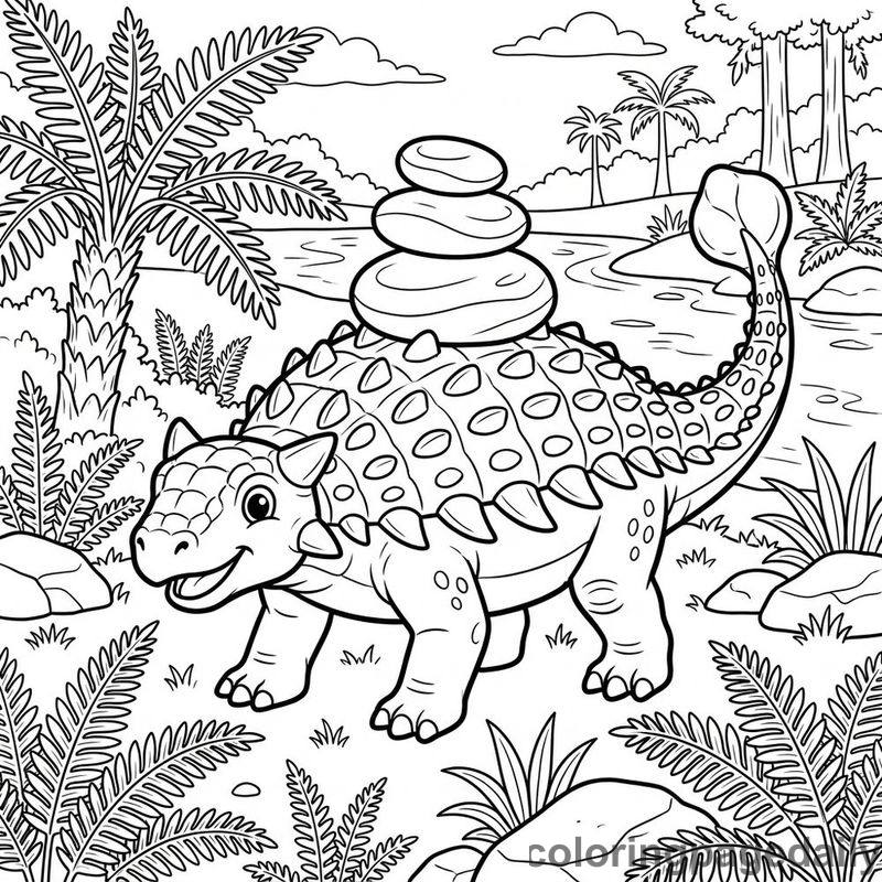 Ankylosaurus Balancing River Stones - Colored reference example