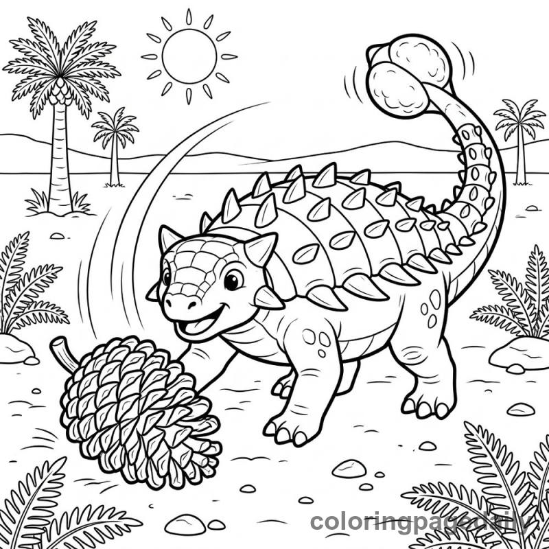 Ankylosaurus Hitting Pinecone - Colored reference example
