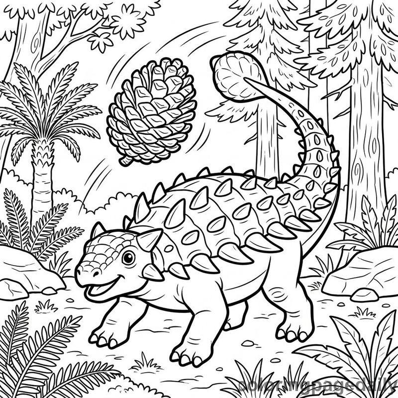 Ankylosaurus Hitting Pinecone - Colored reference example