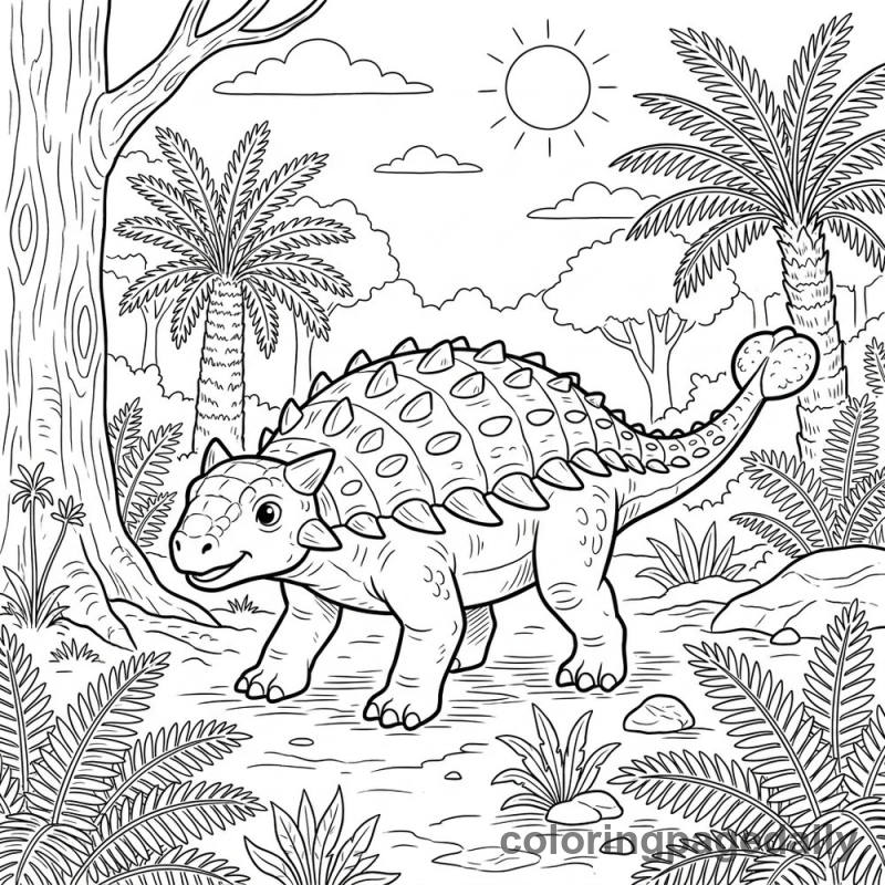 Ankylosaurus in Forest - Colored reference example