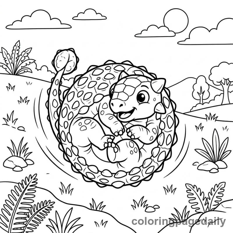 Ankylosaurus Rolls Down a Hill - Colored reference example