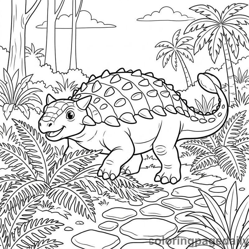 Archie’s Secret Stone Path Adventure - story illustration coloring page