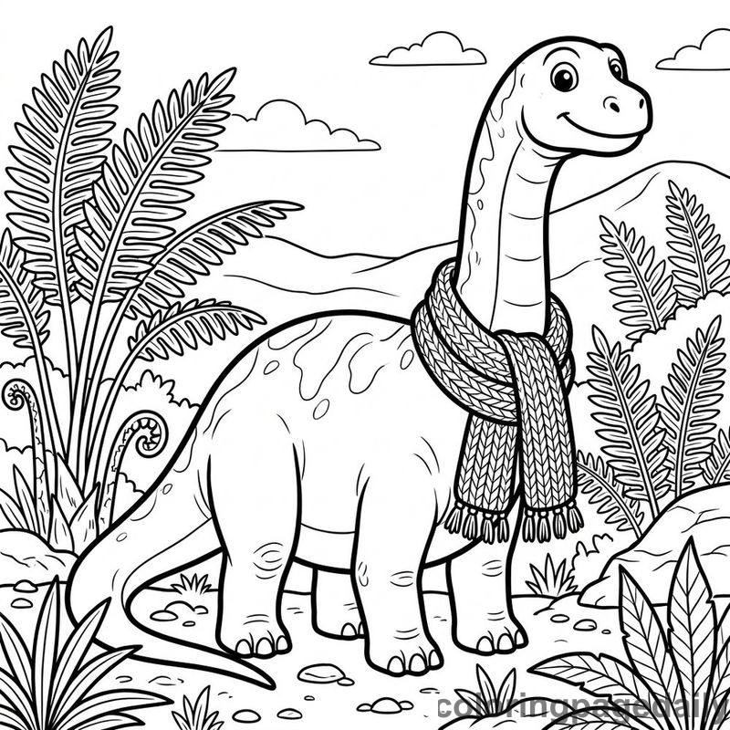 Apatosaurus Wearing Scarf - Colored reference example